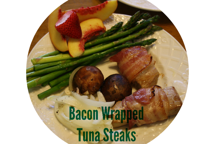 Bacon wrapped tuna steaks